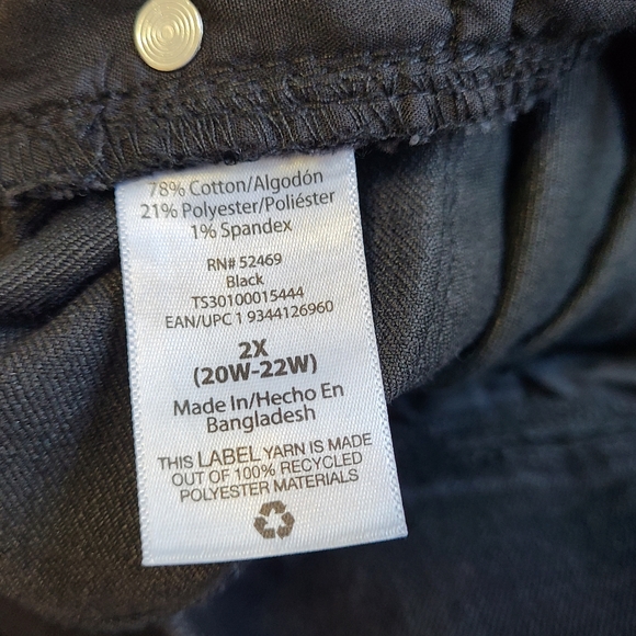 Terra & Sky Woman's Relaxed Fit Straight Leg Jeans,Size: 2X (20- 22)Color: Black - Picture 9 of 14